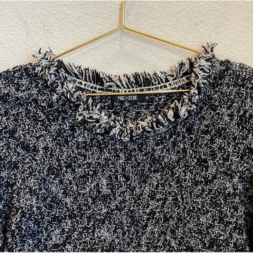 NIC+ZOE Charcoal Fringe Mix Sweater Size Medium